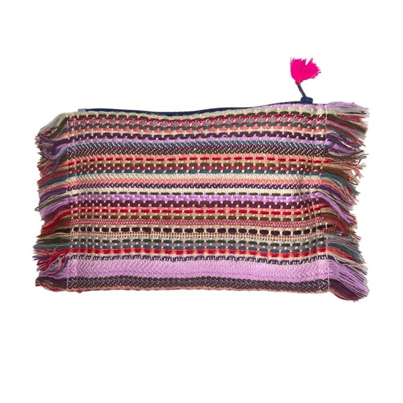 Karma Living Wonderlust Fringe Multicolor Woven Pouch - Picture 1 of 10